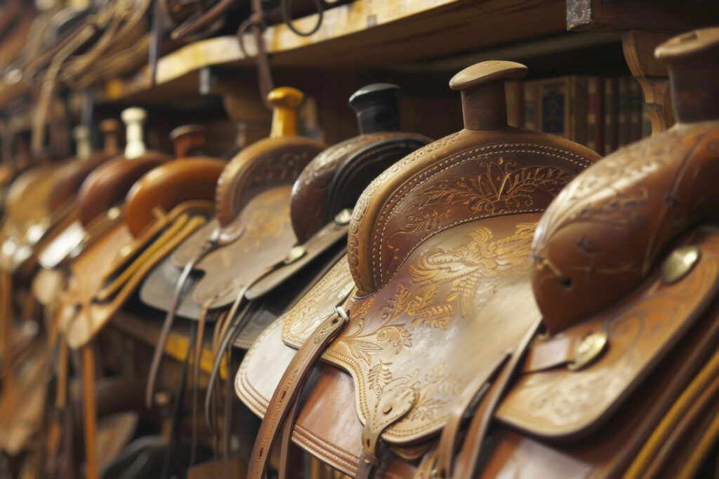 The creaking of leather saddles can almost be heard a the rows of shelves filled with Western literature. .